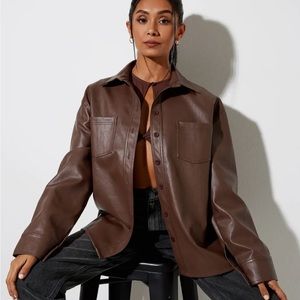 Motel rocks Lumberjack oversized shirt in PU brown